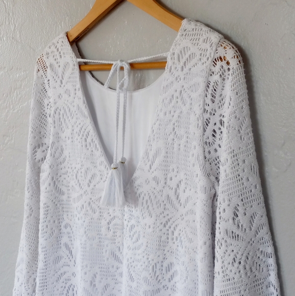 Lilly Pulitzer Foley Dress Resort White Whirlpool Knit Lace A-Line Swing Dress L - Picture 6 of 12